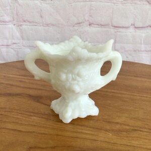Antique EAPG Fostoria Frisco White Milk Glass Pedestal Handled Toothpick Holder